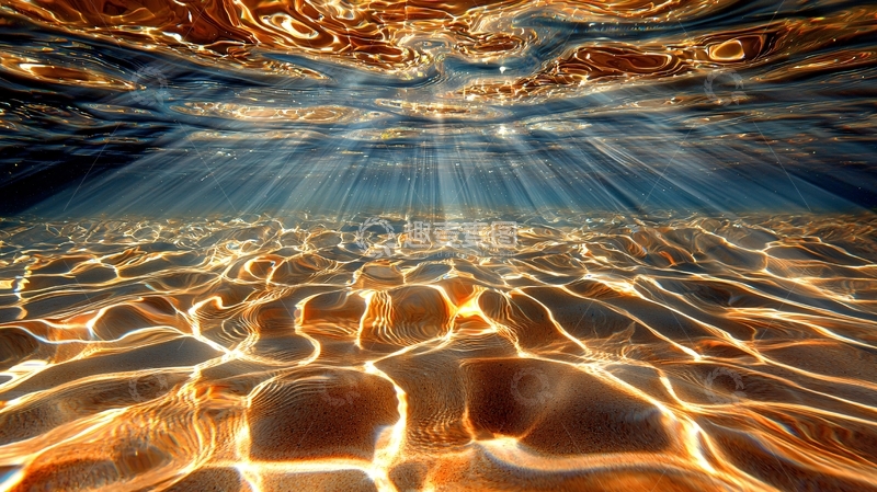 高清大图下载【趣麦麦图】水下光线穿透沙面