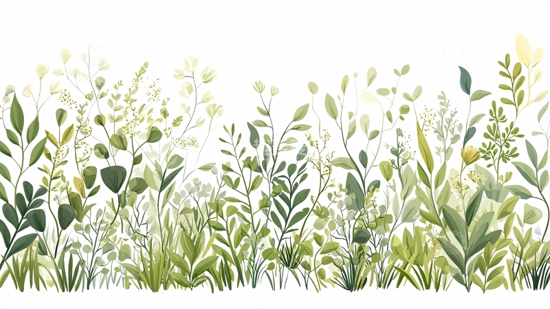 高清大图下载【趣麦麦图】清新绿色植物插画背景