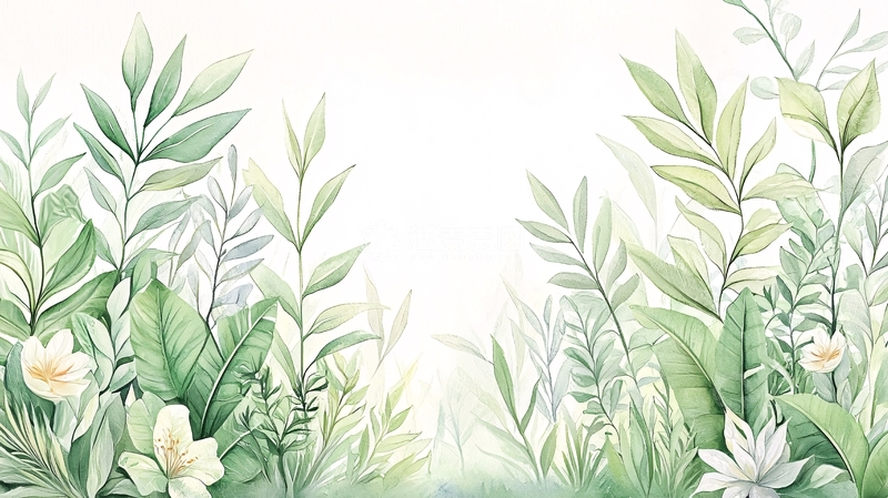 高清大图下载【趣麦麦图】清新淡雅的绿色植物背景