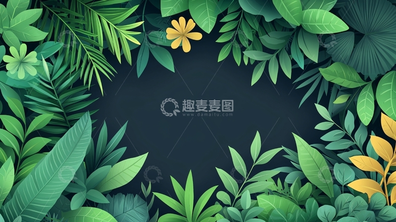 高清大图下载【趣麦麦图】绿色植物环绕背景