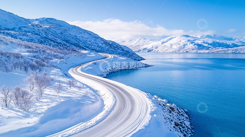 高清大图下载【趣麦麦图】雪山湖泊蜿蜒公路