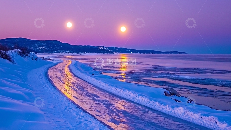 高清大图下载【趣麦麦图】冰雪覆盖的海岸线