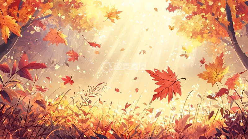 高清大图下载【趣麦麦图】秋天落叶飞舞