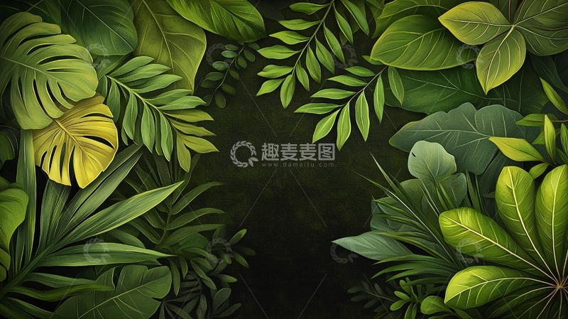 高清大图下载【趣麦麦图】绿色植物环绕的背景