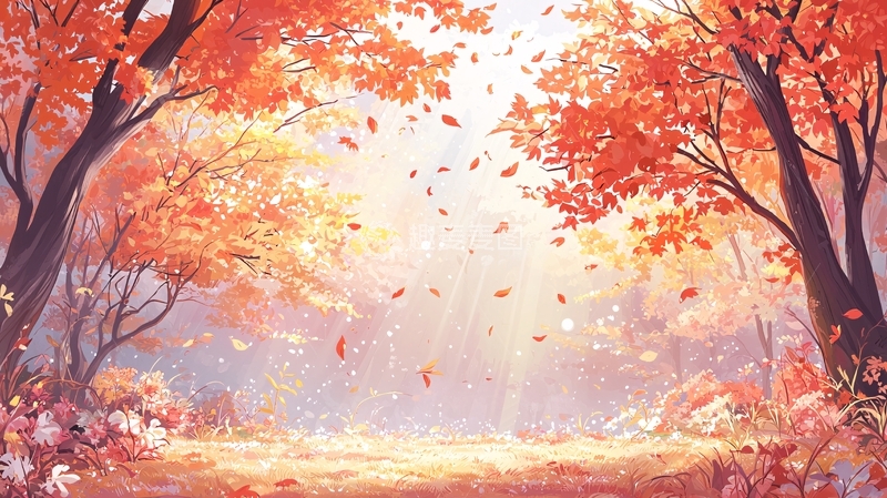 高清大图下载【趣麦麦图】秋日森林落叶如画