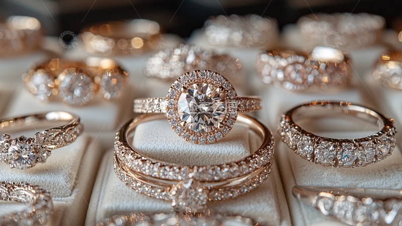 精致的镶钻戒指特写