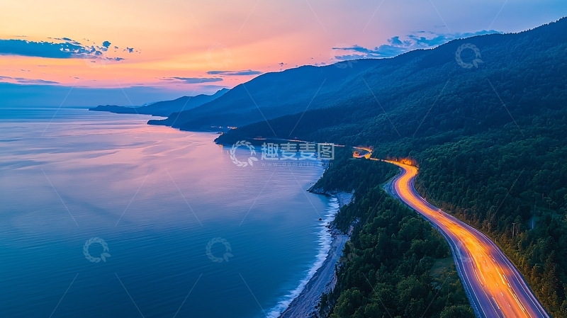 高清大图下载【趣麦麦图】海岸公路夜景