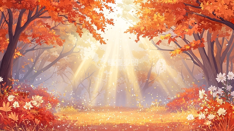高清大图下载【趣麦麦图】秋日阳光穿透树林