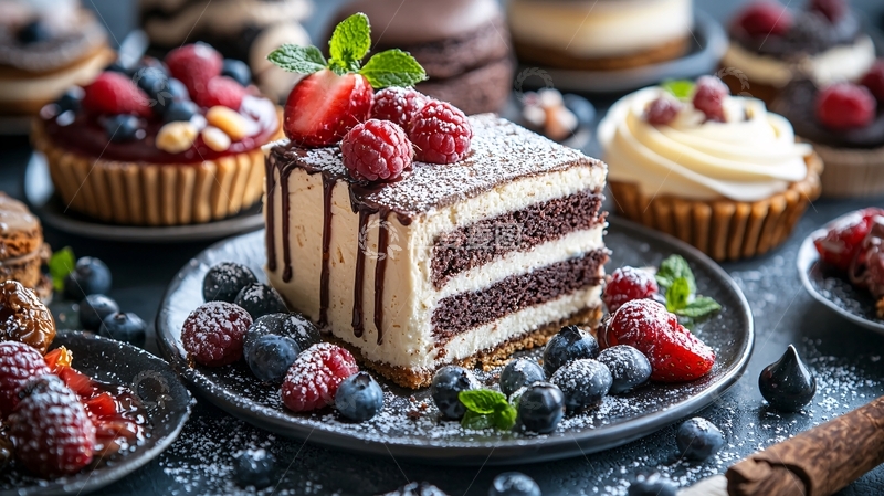 高清大图下载【趣麦麦图】精致甜点与浆果装饰