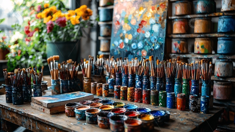 高清大图下载【趣麦麦图】艺术家的画室