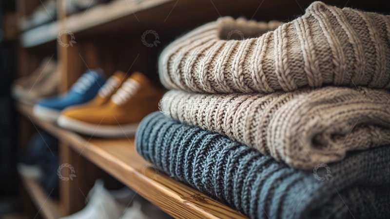 高清大图下载【趣麦麦图】毛衣叠放特写