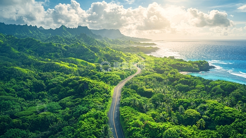 高清大图下载【趣麦麦图】绿色热带岛屿海岸线