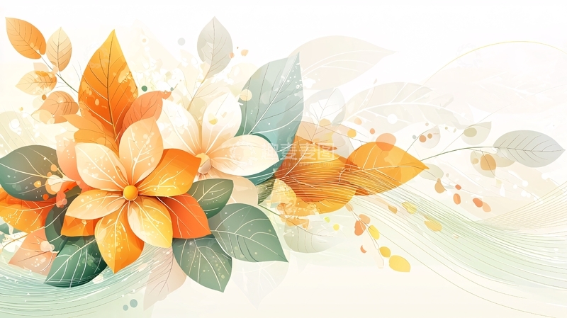 高清大图下载【趣麦麦图】淡色花朵装饰图案