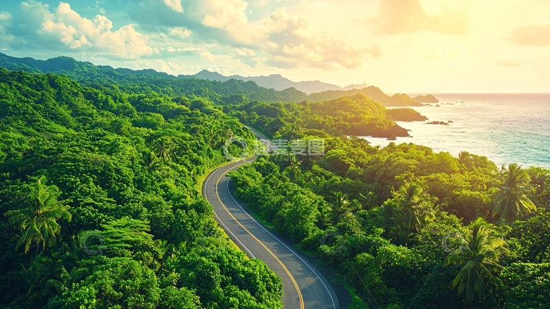 高清大图下载【趣麦麦图】蜿蜒公路穿梭热带森林