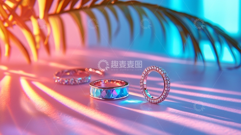 高清大图下载【趣麦麦图】珠宝首饰在彩色光线下