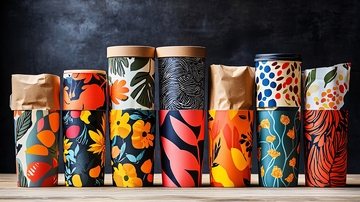 创意花纹罐子排列