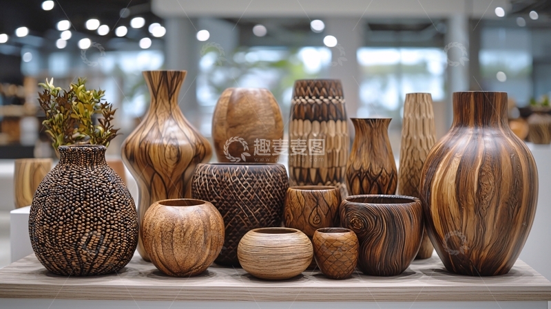 高清大图下载【趣麦麦图】木制花瓶和容器集合