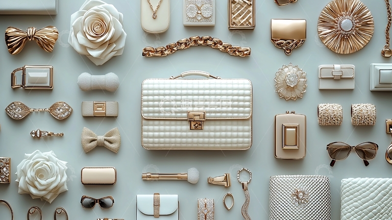 高清大图下载【趣麦麦图】米色物品平铺排列