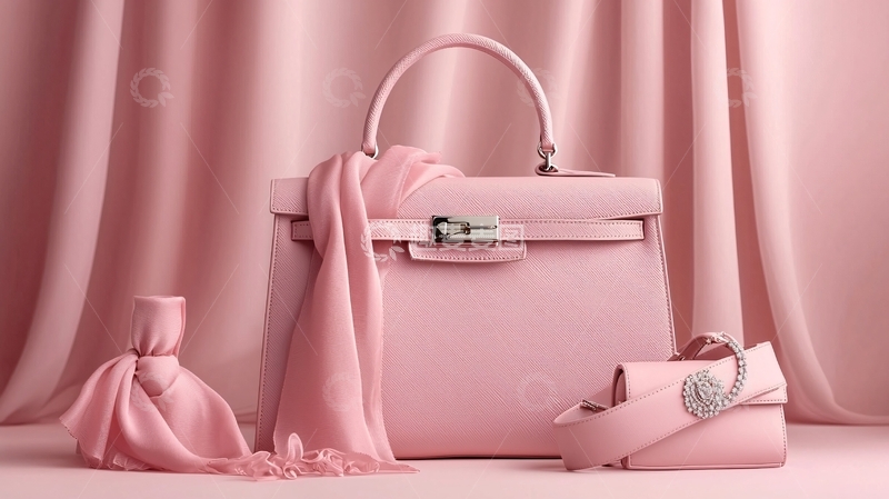 高清大图下载【趣麦麦图】粉色手提包与配饰