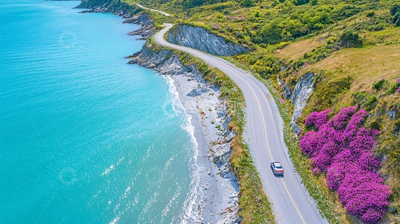 高清大图下载【趣麦麦图】海边公路风景如画