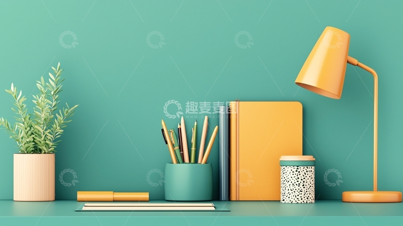 高清大图下载【趣麦麦图】清新桌面文具静物