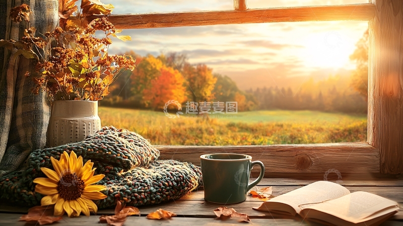 高清大图下载【趣麦麦图】窗边秋日静物