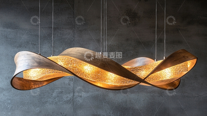高清大图下载【趣麦麦图】扭曲的金色吊灯