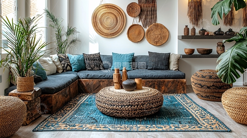 高清大图下载【趣麦麦图】波西米亚风客厅