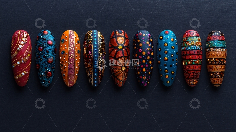 高清大图下载【趣麦麦图】民族风美甲设计