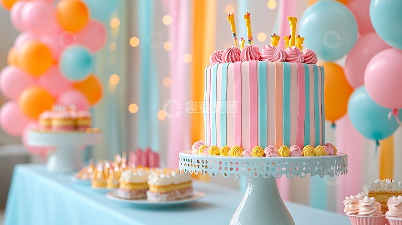 高清大图下载【趣麦麦图】彩色条纹蛋糕