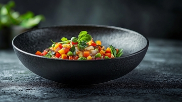 精致黑碗蔬菜沙拉