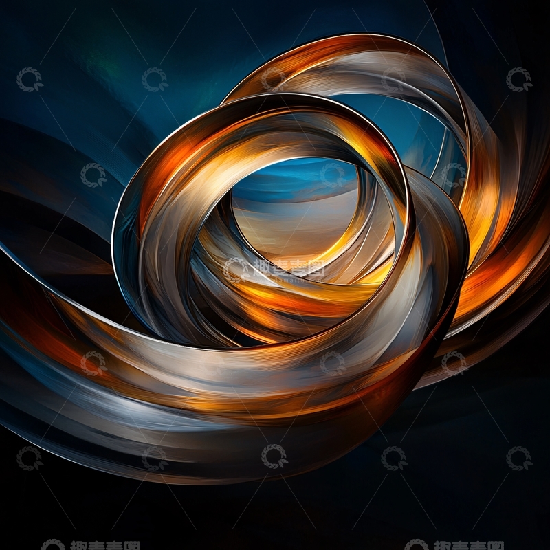 高清大图下载【趣麦麦图】金属质感扭曲环形