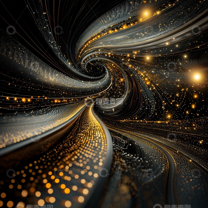 高清大图下载【趣麦麦图】抽象金色隧道