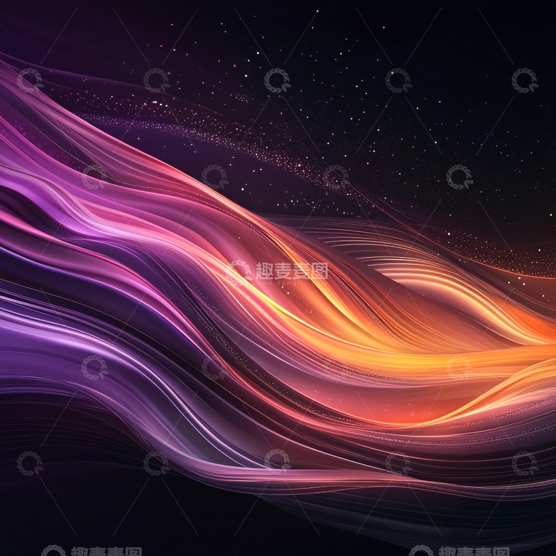 高清大图下载【趣麦麦图】梦幻紫橙色光线流动