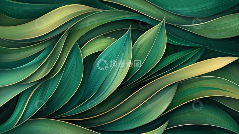 高清大图下载【趣麦麦图】绿色抽象叶片背景