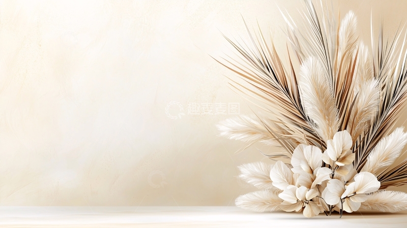 高清大图下载【趣麦麦图】米色背景上的蓬松植物