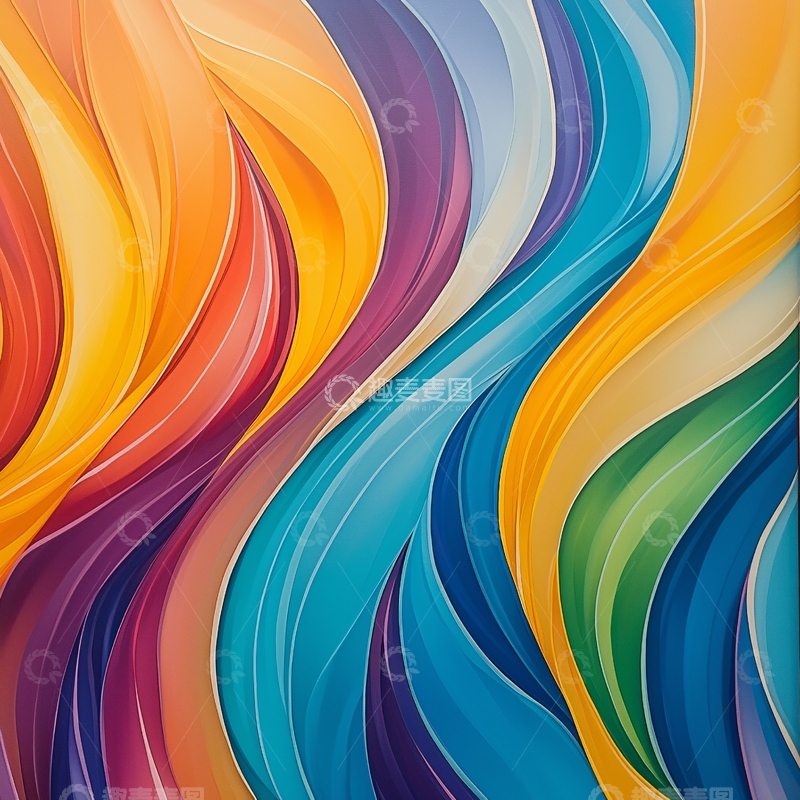 高清大图下载【趣麦麦图】彩色波浪线条艺术