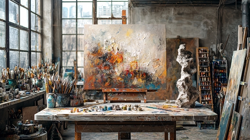 高清大图下载【趣麦麦图】绘画工作室的场景