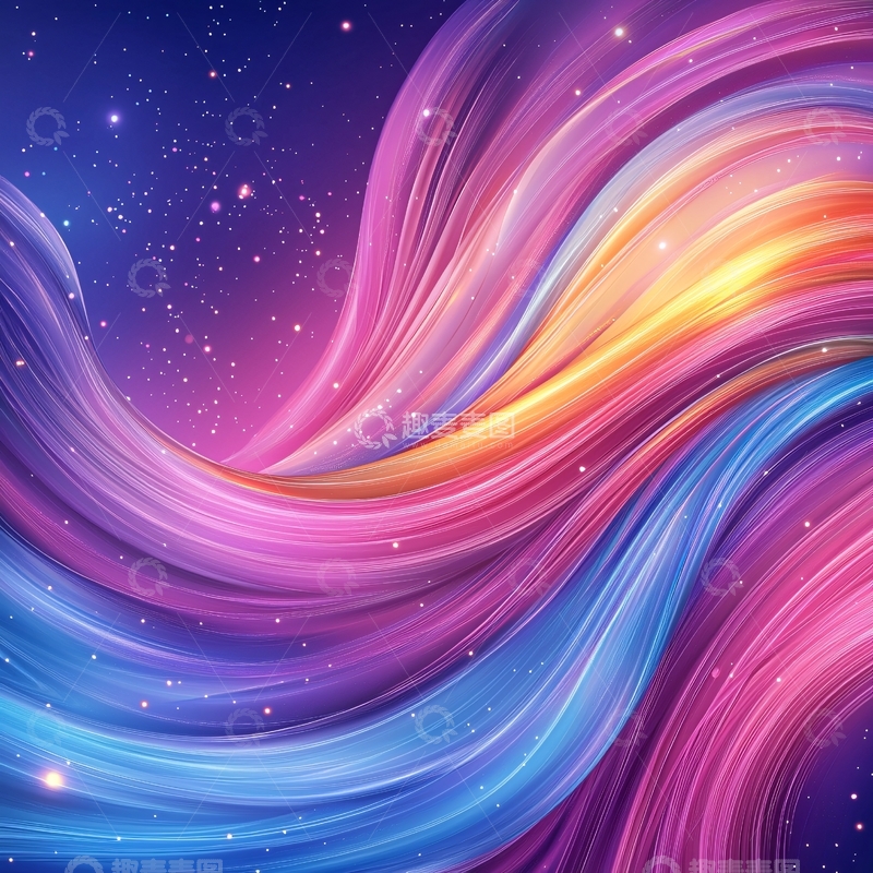 高清大图下载【趣麦麦图】彩色流体星空背景