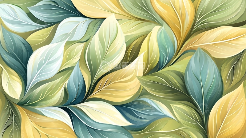高清大图下载【趣麦麦图】柔和色彩的叶片背景