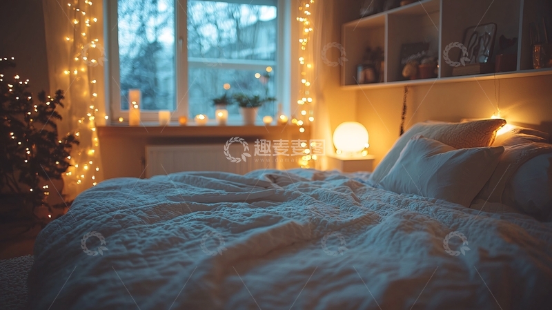 高清大图下载【趣麦麦图】温馨的卧室夜景