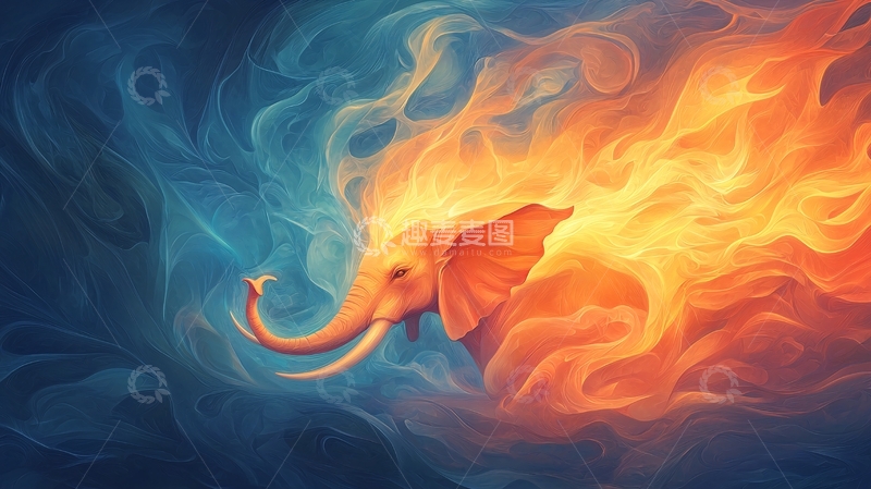 高清大图下载【趣麦麦图】燃烧的象头高清图片