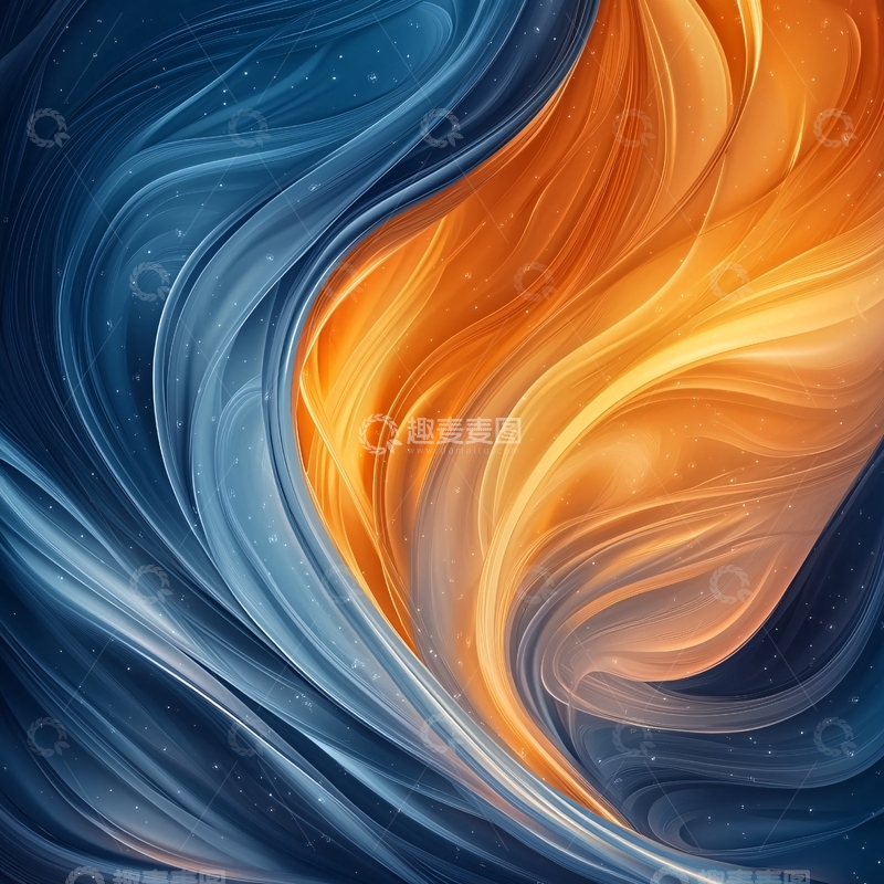 高清大图下载【趣麦麦图】蓝橙色火焰抽象背景