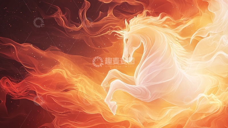 高清大图下载【趣麦麦图】火焰独角兽高清图片