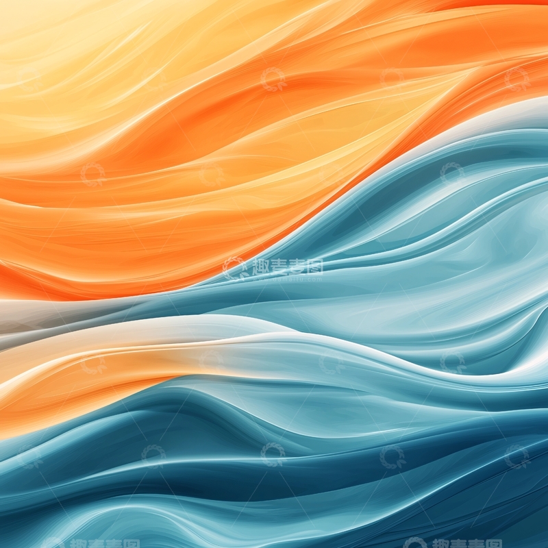 高清大图下载【趣麦麦图】橙蓝渐变流动波浪