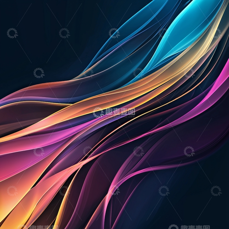 高清大图下载【趣麦麦图】彩色流线型抽象背景