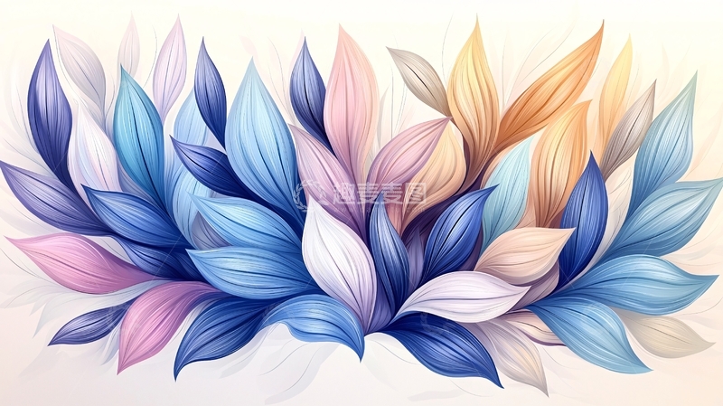 高清大图下载【趣麦麦图】彩色抽象叶片