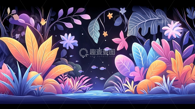 高清大图下载【趣麦麦图】绚丽奇幻植物背景