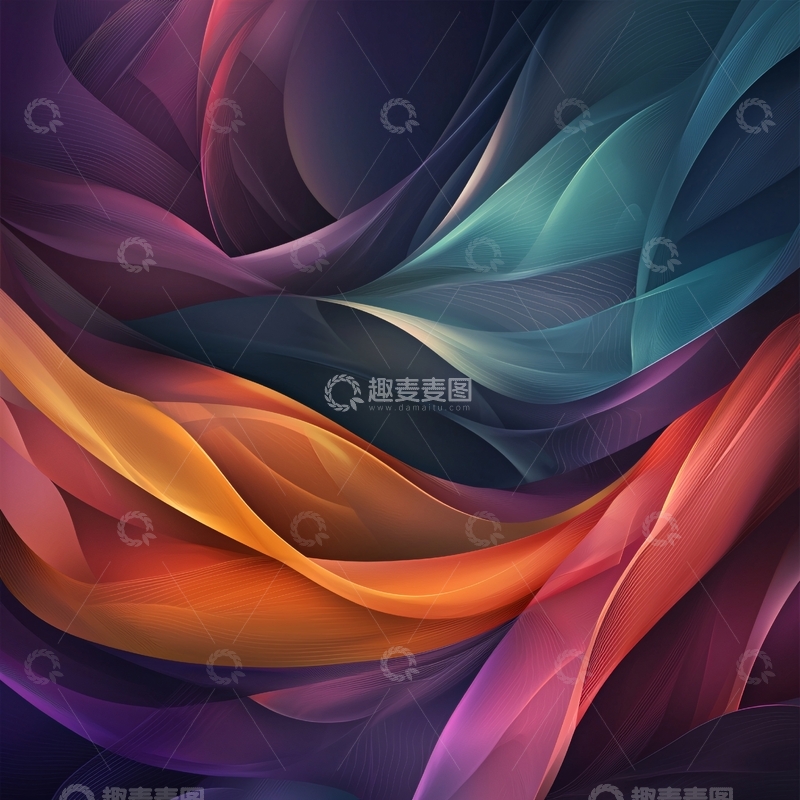 高清大图下载【趣麦麦图】抽象彩色丝绸波浪