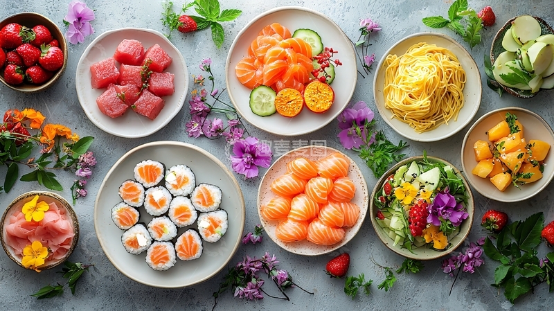高清大图下载【趣麦麦图】色彩鲜艳的美食拼盘